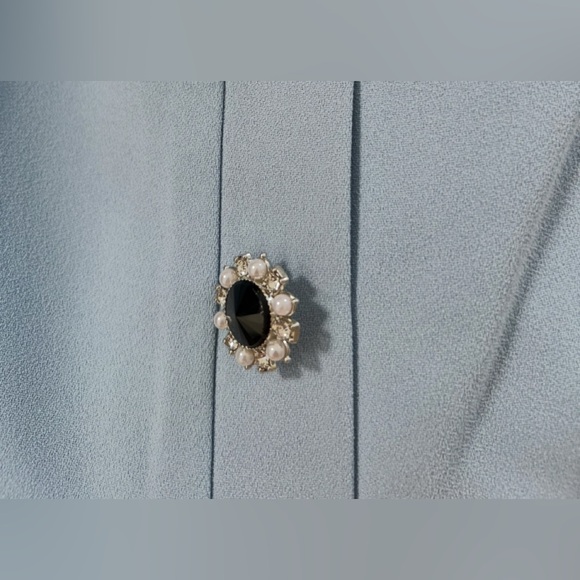 Self Portrait BLUE CREPE BUTTON MIDI DRESS - Picture 3 of 5